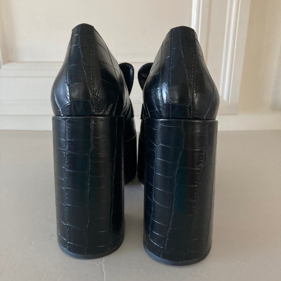 NWOT Schutz Free People Viola Black Leather Crocodile Print Platforms Sz 10 - Picture 6 of 9